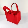 Bolsa de fieltro de lana para vino, Bolsa de mano roja de doble capa de tela no tejida, Bolsa de regalo universal engrosada para vino, Se puede imprimir con logotipo