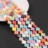Pulsera de cerámica cuadrada de cinco pétalos con forma de corazón de melocotón y estrella, hecha a mano, con cuentas, para collar, pendientes y accesorios de joyería.