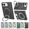 Aplicável ao iPhone Duo Versão Coreana Couro Liso Maçã 18 Tela Dobrável Duplo Eixo Central Capa de Celular Case com Suporte Magnético Rotativo