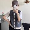 Chaleco de Mujer Estilo Chanel de Primavera y Otoño Chaleco sin Mangas Tejido Chaqueta Top Color Block Cuello Redondo Cárdigan