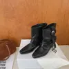 Botines para mujer hacen que las piernas parezcan más largas Estilo Western 2026 Moda francesa nuevos botines de punta botines de otoño hebilla pequeño nicho pierna de pantalón