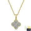 Juego de Collar y Aretes de Plata de Ley S925 con Moissanita de Trébol de Cuatro Hojas para Mujer, Moderno, Lujo Ligero, Gama Alta, Cadena Versátil para Clavícula