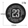 No. 23 Marca Chaozhou Ropa Bordado por Computadora Tela Bordada Pegatinas para Bordar Sin Costuras Estrella de Cinco Puntas Patrón de Logo Redondo Parches para Ropa Pegatinas