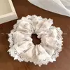 Estilo Coreano Coração de Menina Cor Macaron Renda Renda Indústria Pesada Anel de Cabelo Intestino Grosso Laço Floral Doce Suave Feminino