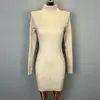 Moda Femenina Coreana Dongdaemun para Exportación, Impresionante y Favorecedora, Estilo Sexy y de Puro Deseo, Vestido Bodycon Ajustado de Cuello Alto