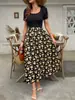 Vestido de Verano 2026 Nuevo Estilo Europeo y Americano con Estampado y Patchwork, Corte A para Mujer, Elegante y Adelgazante, Vestido Largo, Artículo Popular Transfronterizo
