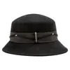 Rongmei 2026 Nuevo Sombrero Clásico Hepburn Transfronterizo con Ala Curva, Sombrero de Mezcla de Seda y Lana, Elegante Sombrero de Estilo Francés