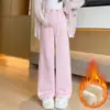 Pantalones de maternidad para mujer, primavera y otoño, estilo fino, talla grande, para mujeres de talla grande, pantalones largos casuales de pierna ancha, adecuados para mujeres petite, con forro polar añadido