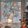 Decorações de Feriado do Papai Noel, Trenó, Adesivos Eletrostáticos para Portas de Vidro, Alce, Presentes, Guirlanda de Ano Novo