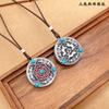 S925 Colar de pingente de prata esterlina para homens e mulheres Estilo étnico Esmalte Cor Nicho Design Três Coelho Orelha Comum Moda Nacional Pingente Retrô