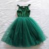 INS Nuevo Vestido de Tirantes para Niñas Vestido de Malla con Costuras de Canalé para Niños de Talla Pequeña y Mediana Vestido de Princesa Vestido Pontón