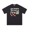 25Fw Passarela Espacial Espuma Estampada Rua Alta Solta Gola Redonda Par de Camiseta de Manga Curta Verão