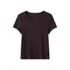 Camiseta de cuello redondo de Tencel Lenzing Modal para mujer, top de verano, 2026 corte ajustado, seda de hielo fresca, hombro normal, manga corta