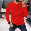 Moda Europeia Masculina Versão Net All-match Moda Cor Sólida Camisola Outono e Inverno Novo Gola Redonda regular Camisa Base Juvenil