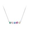 Collar con colgante de diseño geométrico de circonita arcoíris de plata S925 para mujer, estilo frío, temperamento, cadena para clavícula, comercio exterior europeo y americano, ins