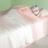 Nuevo Juego de Edredón de Seda Helada Fresco de Verano de Cuatro Piezas para Camas Individuales y Dobles, Edredón Fresco de Verano de Tencel Lavable, Edredón Lavable a Máquina para Aire Acondicionado