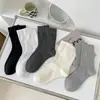 Calcetines de Media Pantorrilla Rayados de Algodón Poliéster con Encaje y Moño de Dibujos Animados para Hombres y Mujeres Transfronterizos Calcetines de Moda para Instagram Venta al por Mayor de Calcetines Zhuji