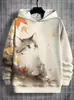 Sudadera con capucha de moda para hombre, estilo vintage europeo y americano, con estampado digital 3D y bolsillos de parche tridimensionales