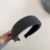Faixa de Cabeça de Lã Texturizada Esponjosa Outono/Inverno com Aba Larga para Mulheres, Faixa de Cabelo Retro Simples com Coroa Alta para Pressionar o Cabelo, Acessório de Cabelo Versátil