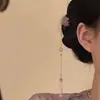 Nuevo Pasador de Flores Rosas Translúcidas con Borla Estilo Nacional Chino Temperamento Retro Fresco Estilo Artístico Antiguo Accesorios para el Cabello Hanfu para Mujeres