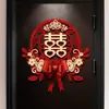 Pegatinas de Doble Felicidad para Bodas, Decoración Especial para la Habitación de Boda, Pegatinas para la Puerta de la Habitación de Celebración de Boda, Personaje de Doble Felicidad de Boda con Lazo Brillante