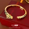 Pulsera Abierta de Zirconia Vintage Leopardo, Pulsera Exagerada Retro de Moda, Joyería de Nicho de Alta Gama para Mujeres
