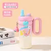 Conejo de Tarjeta Lindo Jumbo Nueva Taza Aislante Súper Linda con Popote Taza Rompehielos de Alto Valor Gran Capacidad Revestimiento Interior Taza de Agua