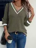2025 Verano Europeo y Americano Transfronterizo Estación Independiente de Amazon Temu Primavera y Otoño Ropa de Mujer Casual Cuello en V Color Sólido Patchwork Manga Larga