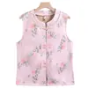 Chaleco de Botones Vintage de Primavera y Otoño para Madre, Chaleco sin Mangas Estilo Chino Estampado Talla Grande, Chaleco Estilo Chino para Mujeres de Mediana Edad