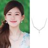 Collar de Circonita Gota de Agua Estilo Similar a Zhao Lusi Temperamento Simple de Alta Gama Diamante Completo Forma de V Diamante de Alto Carbono Nicho Cadena Clavícula