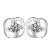 Damila s999 plata pura encantadores aretes de botón para mujer aretes de flor de circonita con incrustaciones de diamantes joyería pequeña de lujo ligero venta al por mayor de fábrica