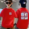 2026 Verão Nova Camiseta Estilosa de Manga Curta para Meninos Algodão Puro Roupas de Verão para Bebês Meninos Top Infantil Gola Redonda Soltinho