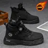Botas Martin de caña alta forradas de polar de invierno para hombre, zapatos modernos versátiles, botas de trabajo cálidas engrosadas, botines casuales de suela gruesa, zapatos de algodón