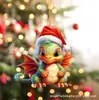 Colgante decorativo de elfo dinosaurio para árbol de Navidad nuevo transfronterizo, plano acrílico, decoración navideña para el hogar, regalo