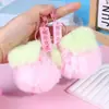 Pelo de coelho sintético pequeno pompom de pelo de coelho rex caqui amuleto da sorte pingente de pelúcia chaveiro de carro decoração de bolsa
