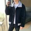 Abrigo de lana de cordero de invierno para hombre, abrigo de algodón acolchado con solapa de marca de moda para adolescentes, abrigo de algodón acolchado grueso y cálido de polar.