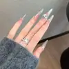 Unhas Vestíveis Cat-Eye Feitas à Mão, Adesivos de Unha, Unhas Vestíveis, Unhas Vestíveis de Luxo, Estilo Longo Cão Fino Brilhante