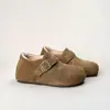Versão em Couro~Sapatos Birkenstock de Solado Grosso, Aumentadores de Altura, Forrados com Lã, Totalmente Fechados para Mulheres, Estilo Inverno Birkenstock Mocasins, Sapatos de Algodão, Botas de Neve, Sapatos Individuais