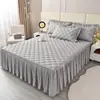 Novo modelo 2024 saia de cama peça única, cobrindo a barra inferior, protetor de colchão acolchoado liso, capa de cama à prova de poeira, adequado para todas as estações