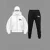 Sudadera con Cremallera de Doble Capucha Nueva Transfronteriza 2025 DIY para Hombre y Mujer Otoño Invierno Conjunto de Sudadera con Cremallera y Pantalones de Chándal para Pareja