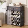 Zapatero con Cajones, Gabinete de Almacenamiento a Prueba de Polvo de Pie, Estante de Almacenamiento Multicapa para el Hogar, Gabinete de Almacenamiento que Ahorra Espacio para Casas de Alquiler