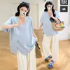 2026 Ropa de Maternidad de Calidad Primavera y Verano Nueva Camiseta de Manga Corta con Cordón Tops de Moda para Mamás Modernas para Salir