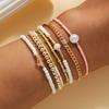 Pulsera elástica multicapa para mujer estilo bohemio con cuentas de arroz, cristal, perla de imitación, cuentas CCB, juego de siete piezas
