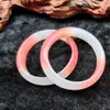 Pulsera de jadeíta con degradado rosa-blanco, estilo semi-montaña semi-agua, exquisito accesorio de jadeíta versátil para niñas