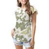 2025 Europeo y Americano Amazon Transfronterizo Verano Fabricante Personalizado Manga Corta Cuello Redondo Camiseta de Moda Camuflaje Manga Hoja de Loto para Mujer