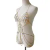 Joyería de Moda Transfronteriza Europea y Americana, Cadena Exagerada para el Pecho para Mujer, Cadena Corporal Luminosa Sexy y Elegante Hueca Multicapa