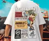 Camiseta Trendy de Dibujos Animados Estilo Hip-Hop Americano Oversized para Hombre, Corte Holgado, Talla Grande, Extra Grande, Manga Corta