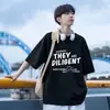 Nova camiseta de manga curta pesada para meninos, marca moderna estilo americano de verão, caimento solto versátil, top de algodão puro de meia-manga para jovens