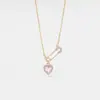 Moda Transfronteriza Europea y Americana Estilo Nuevo Collar de Cadena de Clip con Corazón Cadena Ligera de Lujo para Clavícula Regalo para Amigos y Mejores Amigas
