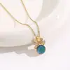 Corrente de clavícula em aço titânio estilo nacional retrô pingente de cadeado da paz de jade temperamento versátil acessórios de estilo chinês de alta qualidade